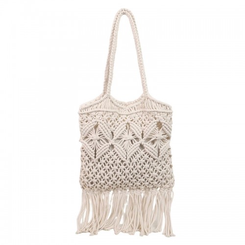 Hollow Woven Shoulder Bag with Tassels