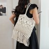 Hollow Woven Shoulder Bag with Tassels