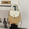 PU Leather Flap Straw Bag