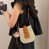 Two-Tone Woven Straw Shoulder & Crossbody Bag