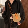 Two-Tone Woven Straw Shoulder & Crossbody Bag